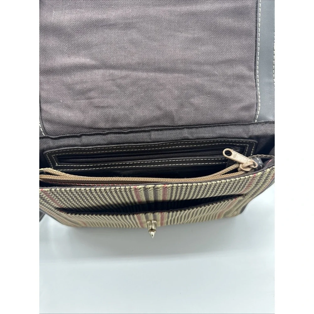 Liz Claiborne Accessories Crossbody Bag Brown Leather Multicolored With Straps